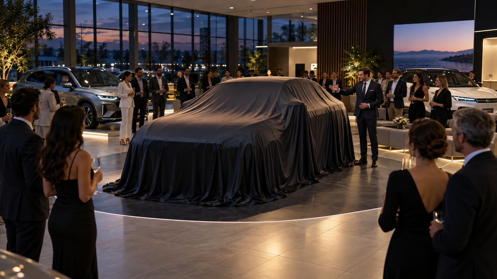 Prezentacja nowego samochodu w salonie dealerskim